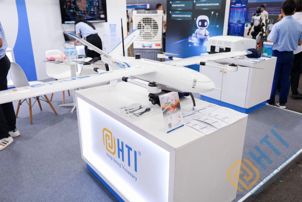 UAV Horus P02 at the HTI Group booth, Gold Sponsor at TECHFEST Hai Phong 2026.